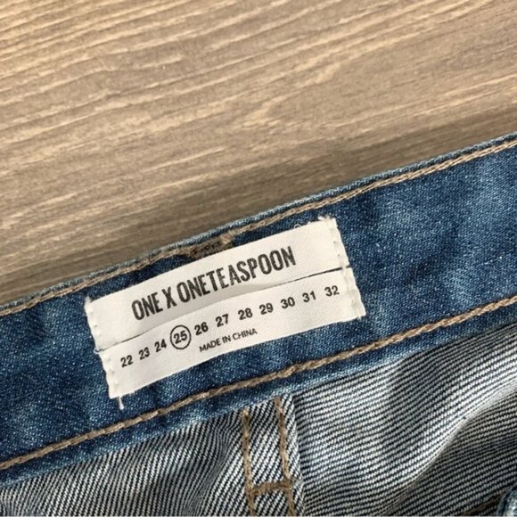 Revolve One Teaspoon Freebirds Skinny Jeans Distressed Zip Ankle low rise - Picture 14 of 16